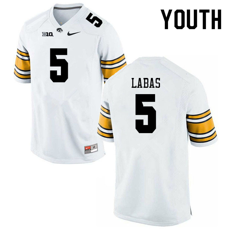 Youth #5 Joe Labas Iowa Hawkeyes College Football Jerseys Sale-White - Click Image to Close